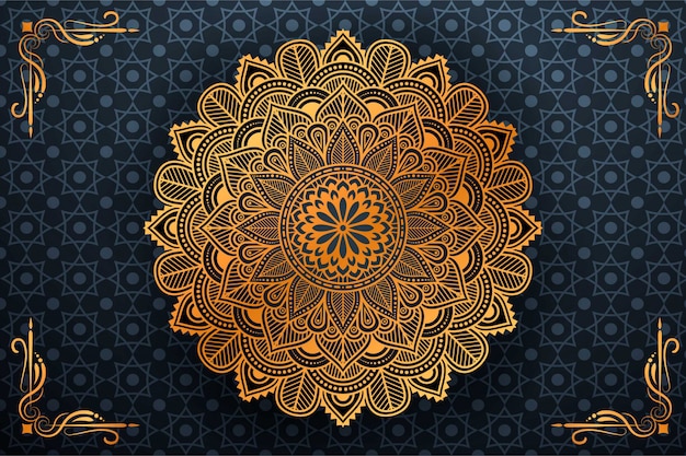 Fondo de mandala ornamental de lujo en color dorado