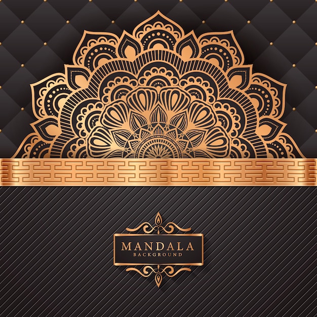 Fondo de mandala ornamental de lujo en color dorado