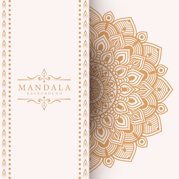 Fondo de mandala ornamental de lujo en color dorado