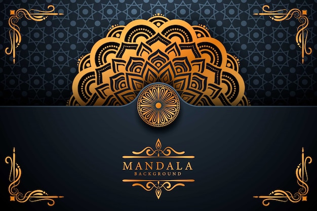 Fondo de mandala ornamental de lujo en color dorado