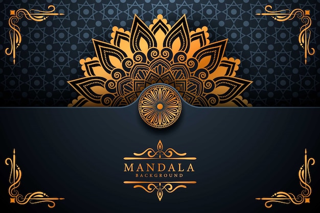 Fondo de mandala ornamental de lujo en color dorado