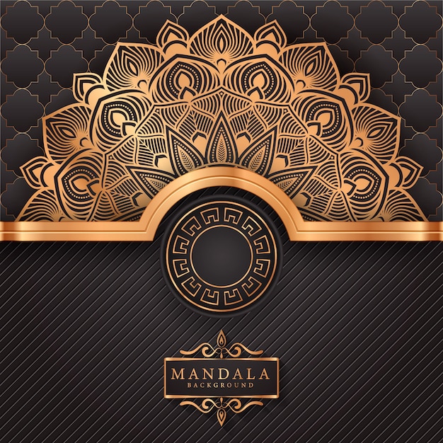 Fondo de mandala ornamental de lujo en color dorado