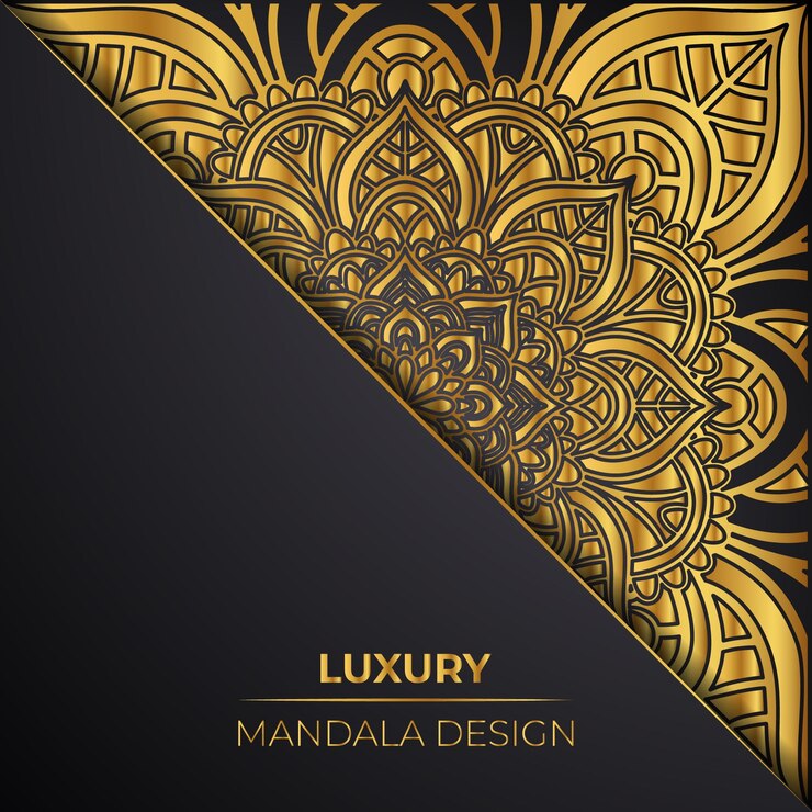 Fondo de mandala ornamental de lujo listo para imprimir con diseño decorativo dorado