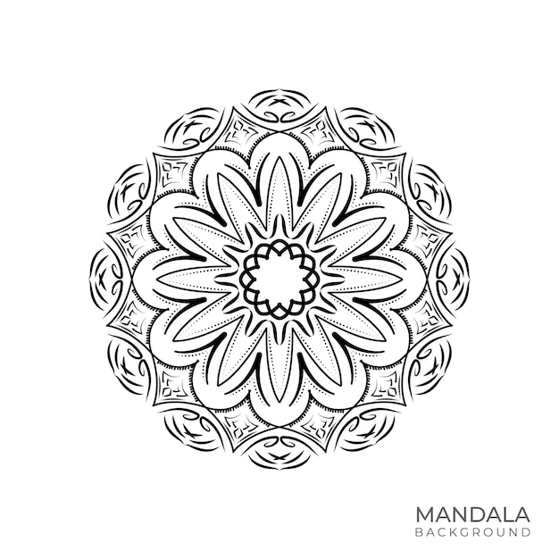 Vector fondo de mandala con un patrón en blanco y negro.