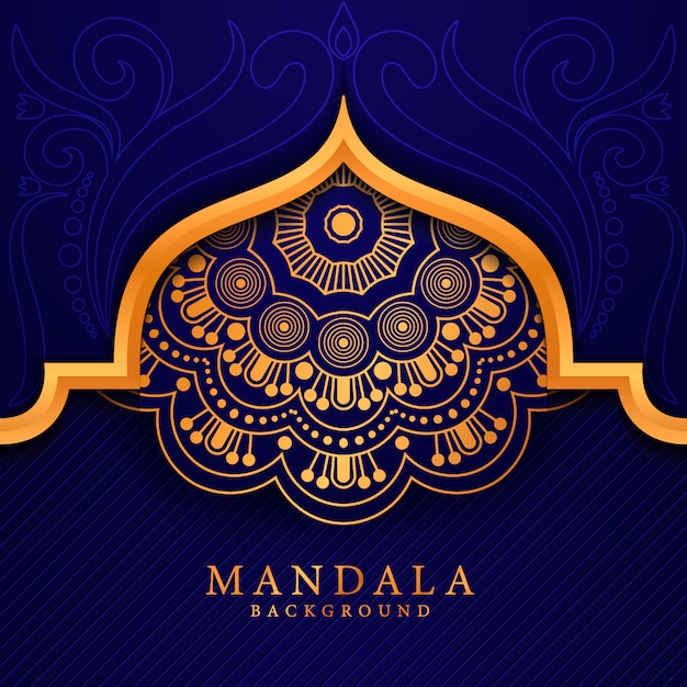 Fondo de mandala de Ramadán con arabesco dorado