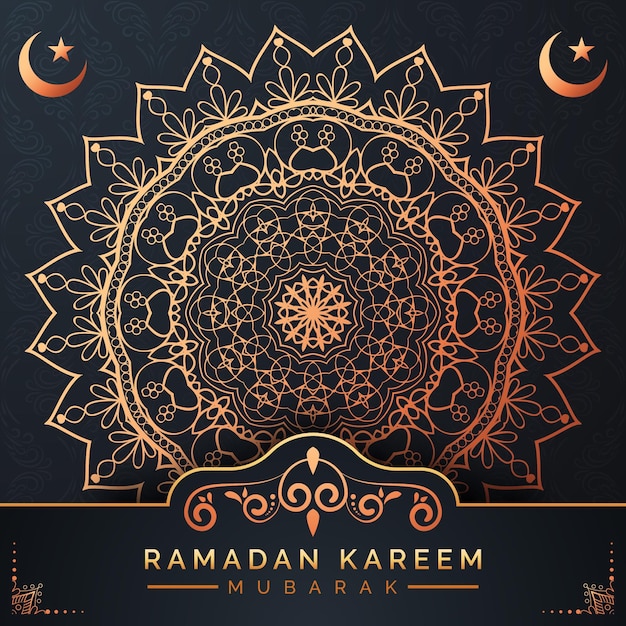 Vector fondo de mandala de ramadán kareem con patrón de arabesco dorado estilo árabe islámico oriental