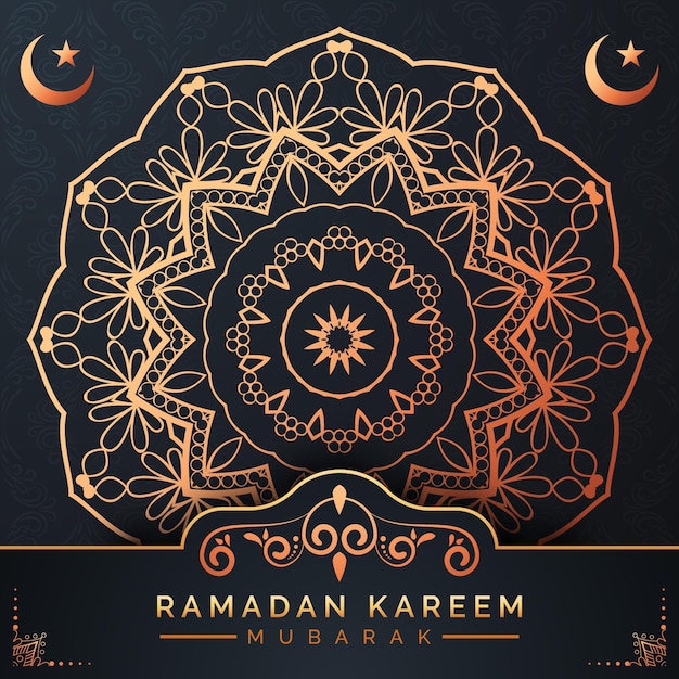 Vector fondo de mandala de ramadán kareem con patrón de arabesco dorado estilo árabe islámico oriental