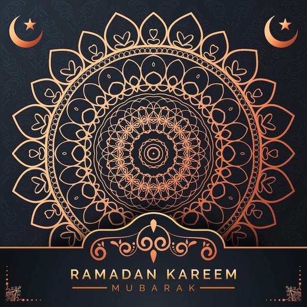 Vector fondo de mandala de ramadán kareem con patrón de arabesco dorado estilo árabe islámico oriental