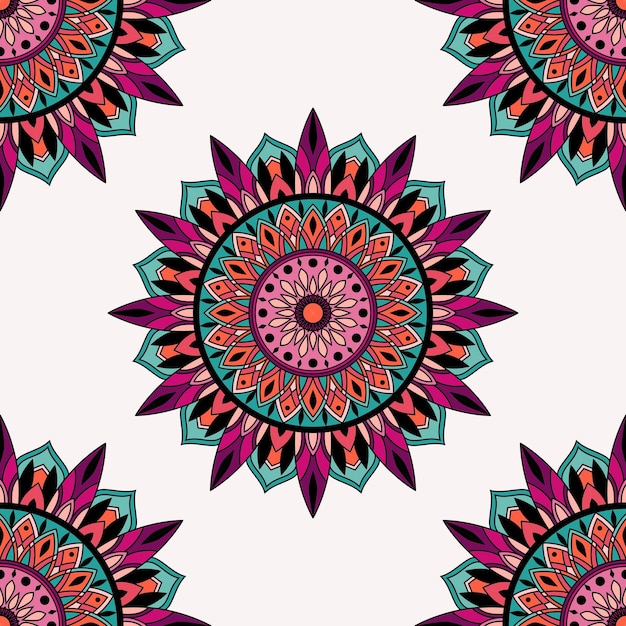 Fondo de mandala a todo color dibujado a mano