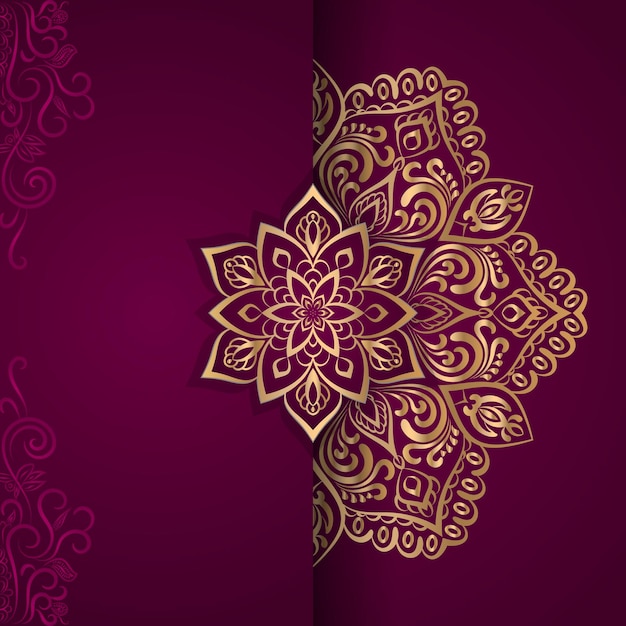 Fondo de mandala único y lujoso en color dorado para invitación y otros trabajos.