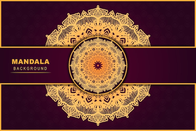 Fondo de mandala vectorial floral con diseño de color dorado y rojo Patrón de estilo único islámico árabe