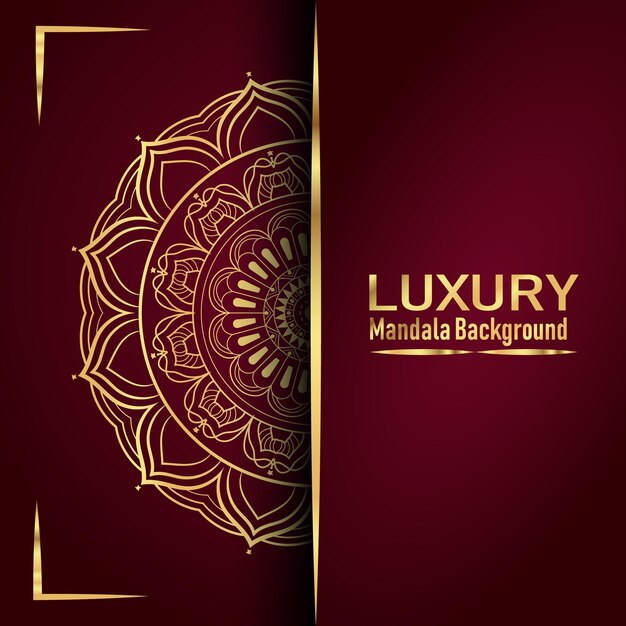 Fondo de mandala vectorial de lujo con floral dorado