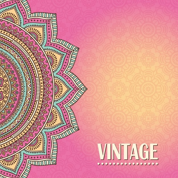 Vector fondo mandala vintage de color rosa