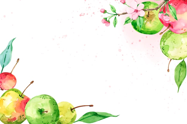 Vector fondo de manzana en acuarela