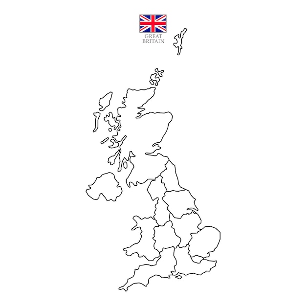 Vector fondo de mapa de gran bretaña con estados mapa de gran bretaña aislado sobre fondo blanco