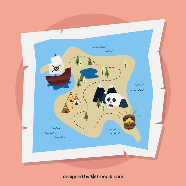 Vector fondo de mapa de tesoro pirata