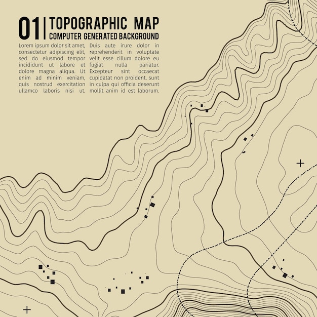 Vector fondo de mapa topográfico con espacio para copiar fondo de contorno de mapa de topografía de línea ilustración de vector abstracto de cuadrícula geográfica ruta de senderismo de montaña sobre terreno