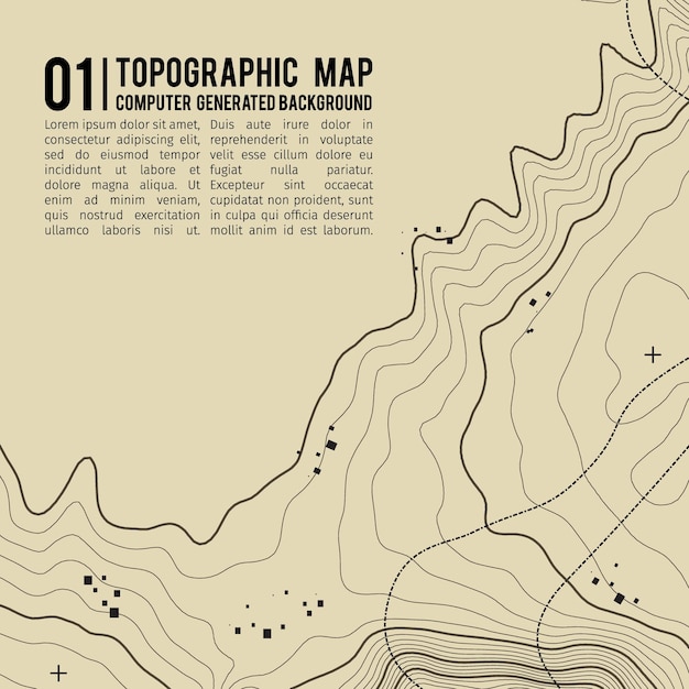 Fondo de mapa topográfico con espacio para copiar fondo de contorno de mapa de topografía de línea ilustración de vector abstracto de cuadrícula geográfica ruta de senderismo de montaña sobre terreno