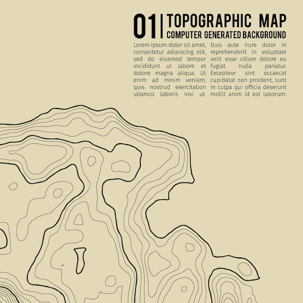 Vector fondo de mapa topográfico con espacio para copiar fondo de contorno de mapa de topografía de línea ilustración de vector abstracto de cuadrícula geográfica ruta de senderismo de montaña sobre terreno