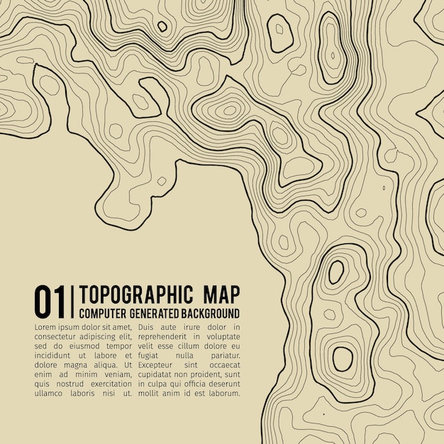 Vector fondo de mapa topográfico con espacio para copiar fondo de contorno de mapa de topografía de línea ilustración de vector abstracto de cuadrícula geográfica ruta de senderismo de montaña sobre terreno