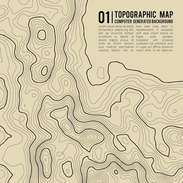 Vector fondo de mapa topográfico con espacio para copiar fondo de contorno de mapa de topografía de línea ilustración de vector abstracto de cuadrícula geográfica ruta de senderismo de montaña sobre terreno