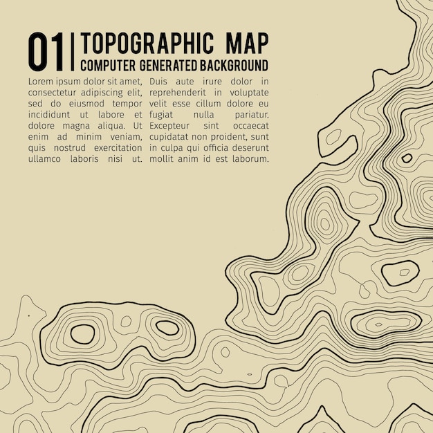 Fondo de mapa topográfico con espacio para copiar fondo de contorno de mapa de topografía de línea ilustración de vector abstracto de cuadrícula geográfica ruta de senderismo de montaña sobre terreno