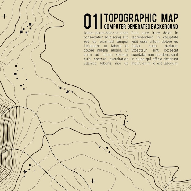 Vector fondo de mapa topográfico con espacio para copiar fondo de contorno de mapa de topografía de línea ilustración de vector abstracto de cuadrícula geográfica ruta de senderismo de montaña sobre terreno