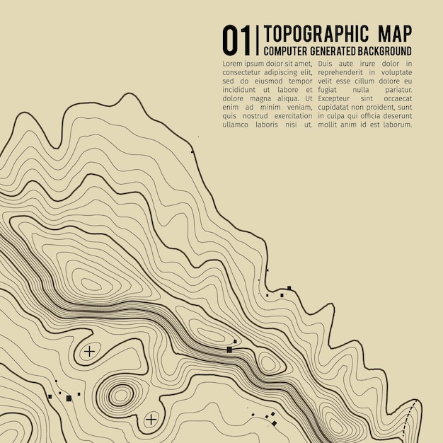 Vector fondo de mapa topográfico con espacio para copiar fondo de contorno de mapa de topografía de línea ilustración de vector abstracto de cuadrícula geográfica ruta de senderismo de montaña sobre terreno