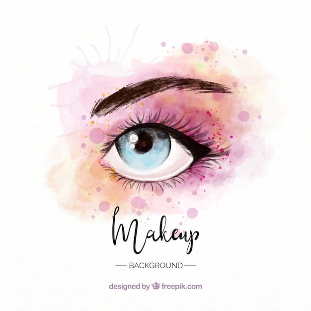 Vector fondo de maquillaje con ojo en acuarela