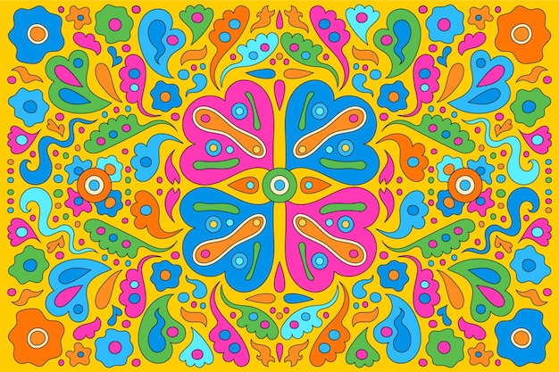 Fondo maravilloso psicodélico dibujado a mano multicolor