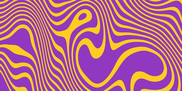 Fondo maravilloso retro Fondo de pantalla psicodélico trippy vintage ondulado Cubierta de patrón amarillo púrpura