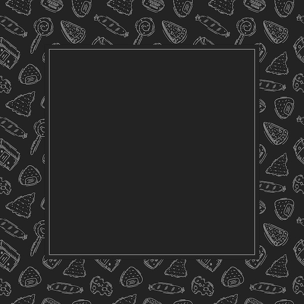 fondo del marco de alimentos y bebidas dibujado a mano