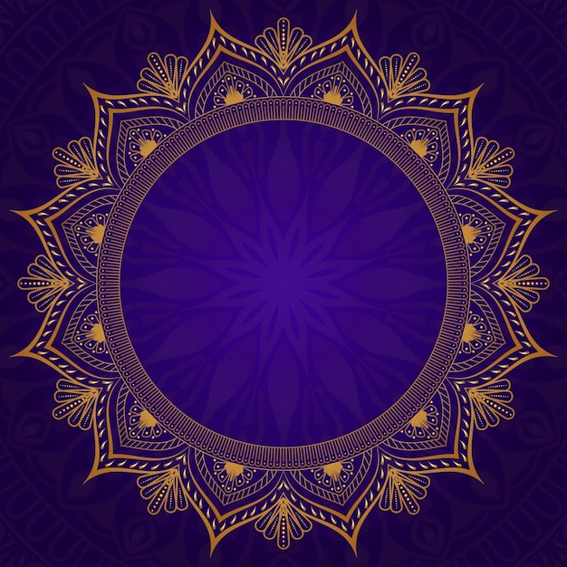 Fondo de marco de círculo dorado de mandala de lujo con patrón circular de oro de mandala vintage