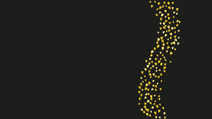 Vector fondo de marco de corazón con corazones de brillo dorado día de san valentín confeti de vector textura dibujada a mano