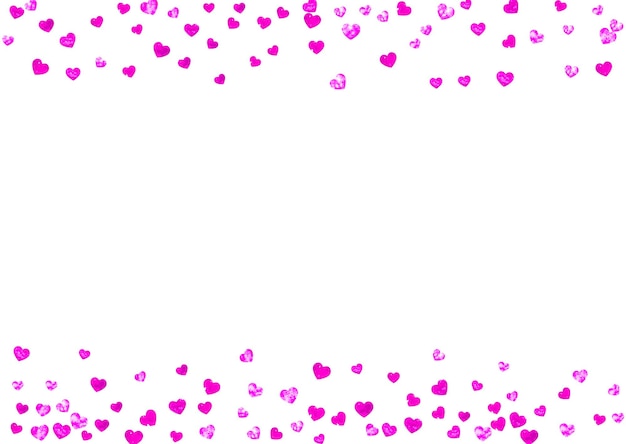 Fondo de marco de corazón con corazones de brillo dorado Día de San Valentín Confeti vectorial Textura dibujada a mano