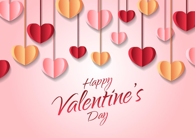 Fondo de marco de corazón de feliz día de san valentín Diseño de borde o marco de día de san valentín