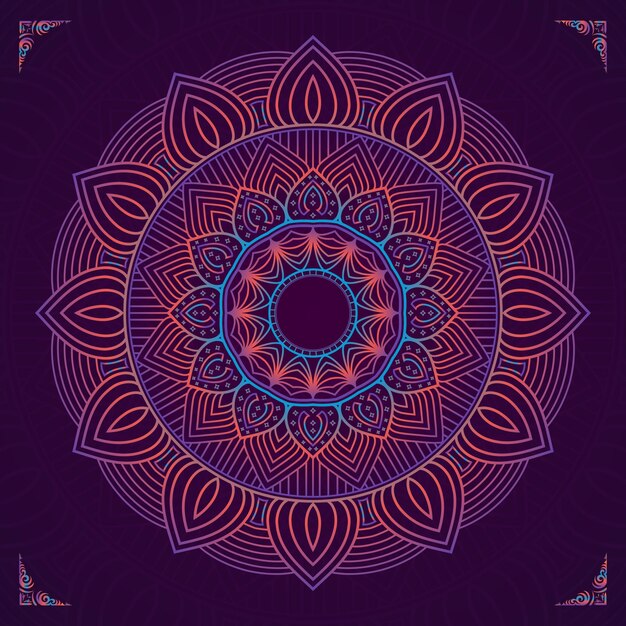 Fondo de marco elegante floral mandala de lujo creativo con colorido Vector Premium