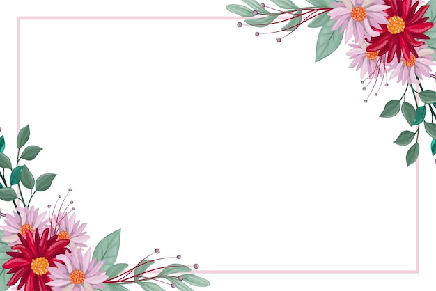 Fondo de marco de flor rosa roja con espacio en blanco