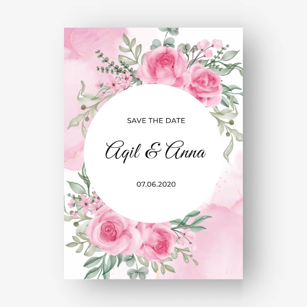 Fondo de marco de flor rosa rosa para invitación de boda
