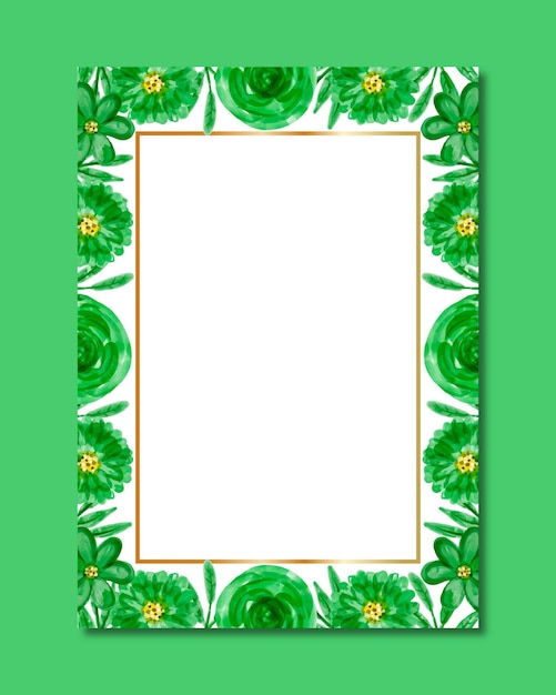 Fondo de marco de flor verde acuarela