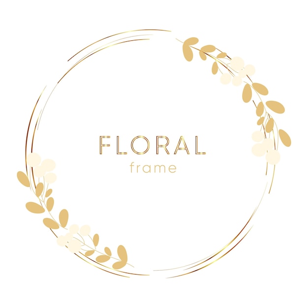 Fondo de marco floral dorado