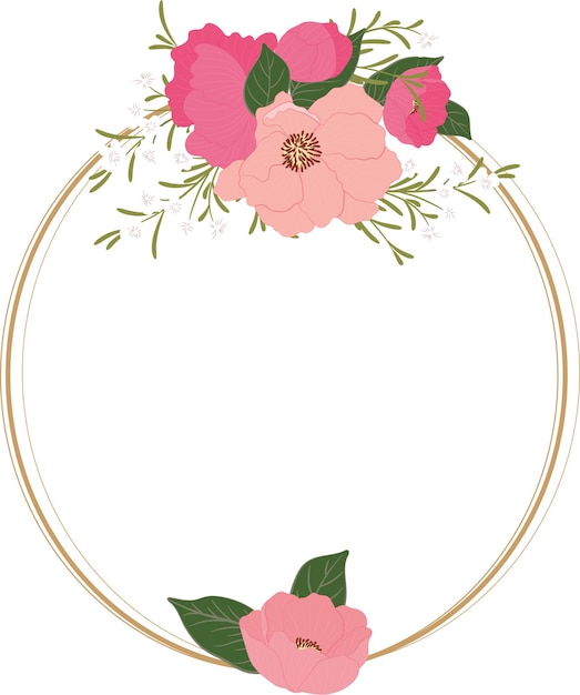 fondo de marco floral con marco dorado
