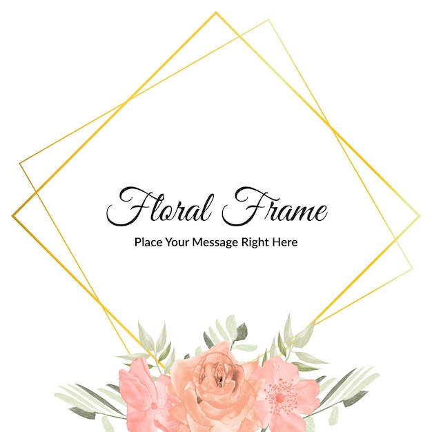 Fondo de marco floral rosa con acuarela vector gratuito