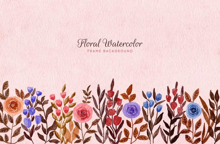 Fondo de marco floral salvaje pintado a mano de acuarela con tono tierra
