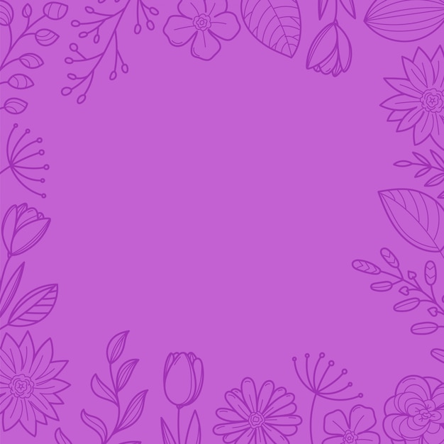 Fondo de marco floral violeta. Plantilla para un texto