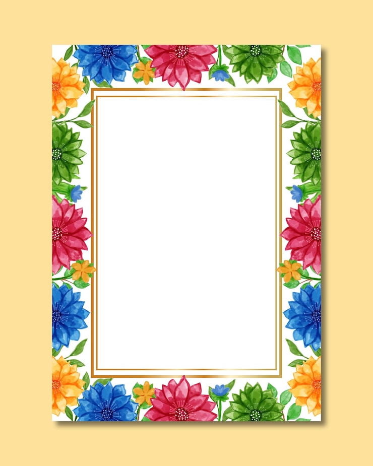 Vector el fondo del marco de flores en acuarela