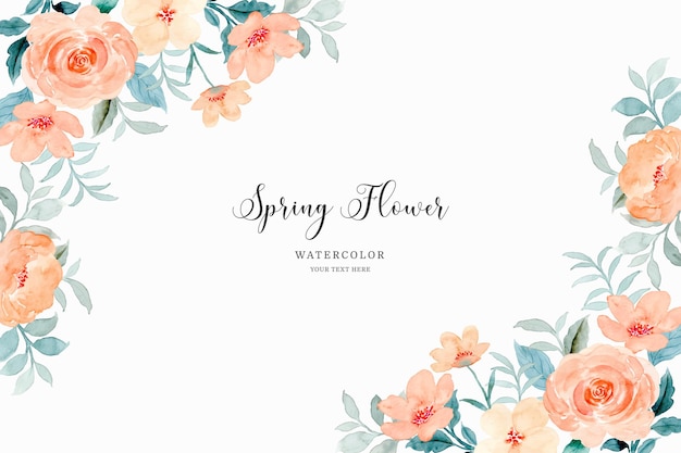 Vector fondo de marco de flores de primavera con acuarela