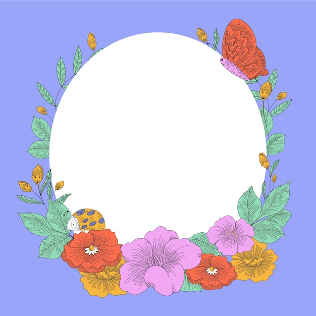 Fondo del marco de grabado floral dibujado a mano
