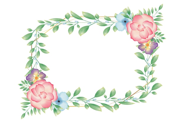 Fondo de marco de guirnalda floral acuarela colorida