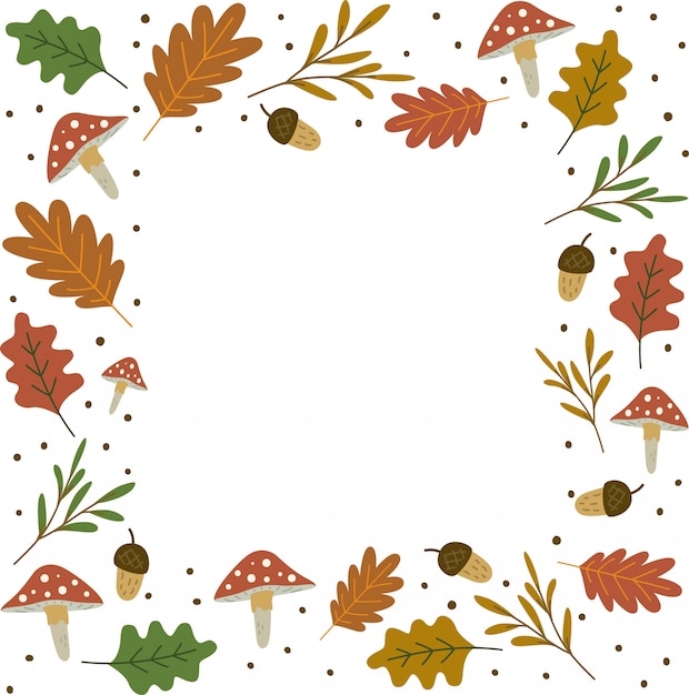 Fondo con marco de hojas de otoño